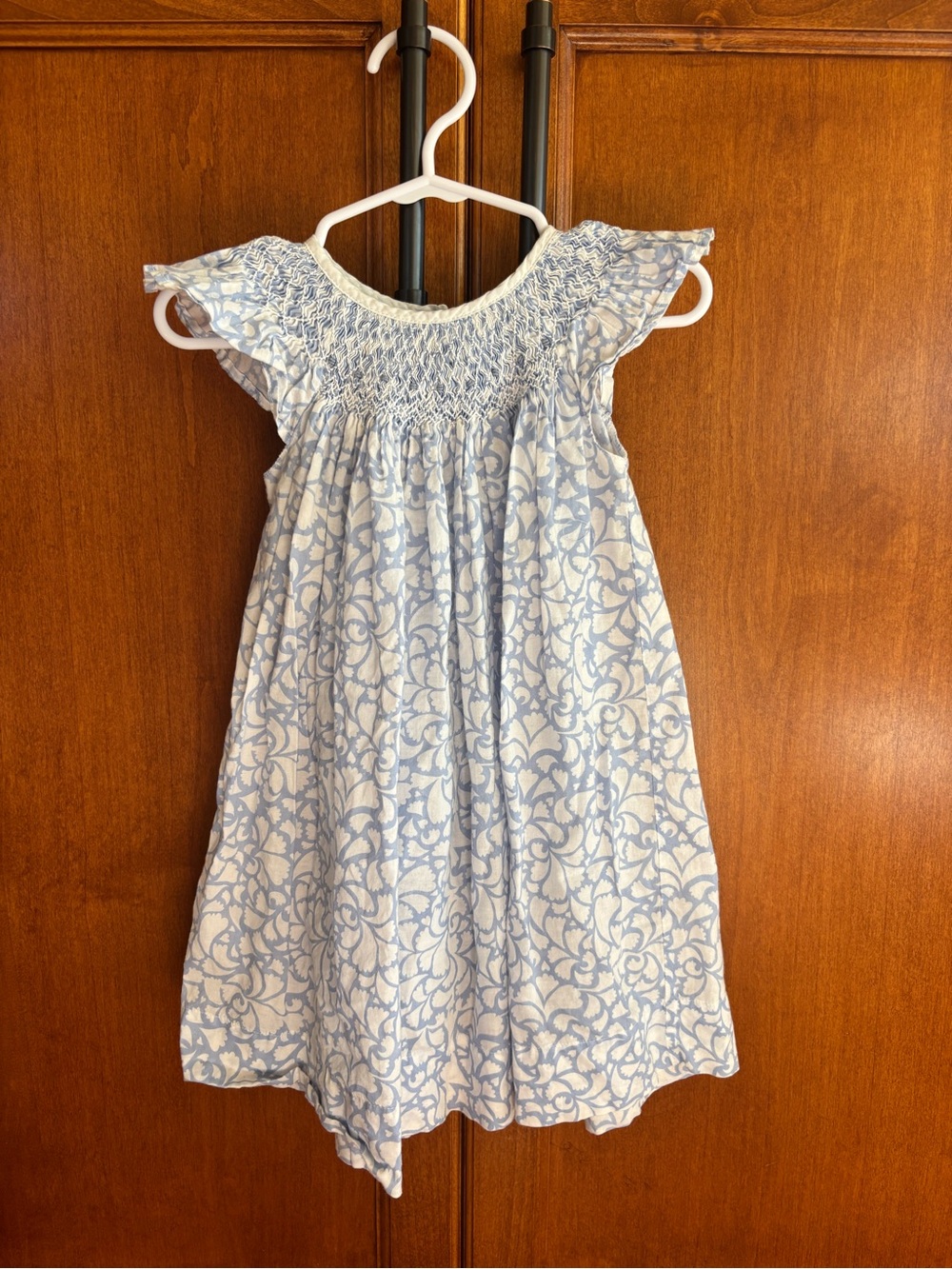 Blue Floral Smocked Girls' Dress